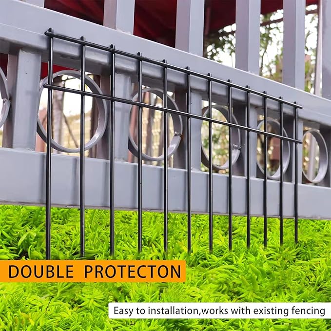 Adavin Small or Medium Animal Barrier Fence, 15 Pack Black 20 In(L)X12 In(H) Dog Digging Fence Barrier, Dog Rabbit Fences Protector,Outdoor Pet Metal Fences Panel Ground Stakes for Yard.Total 25 Ft(L)