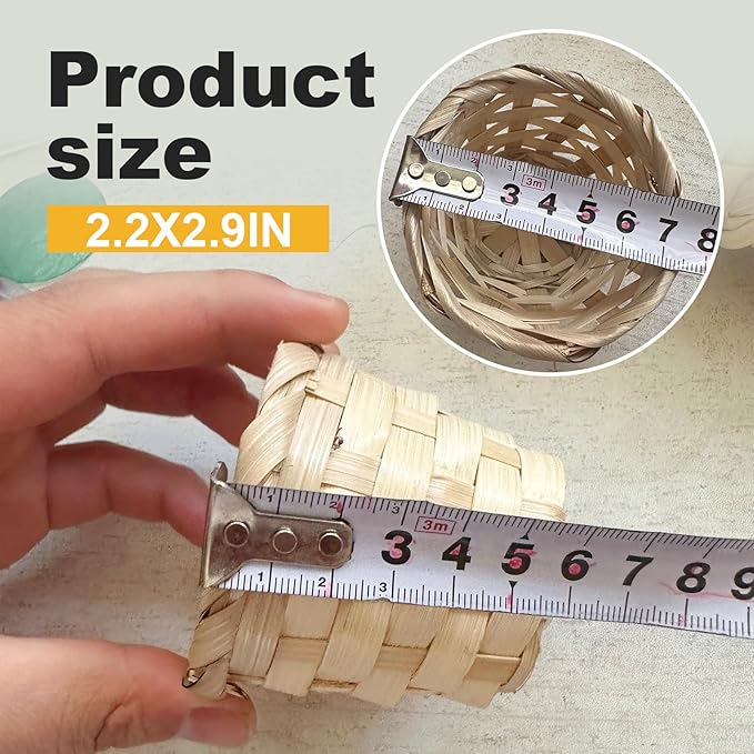MDEOOSKY 12pcs Mini Woven Bamboo Basket Desktop Clutter Little Baskets Organiser 2.2 x 2.9Inch Small Wicker Baskets for Home Office Table Party Favors Crafts Decoration