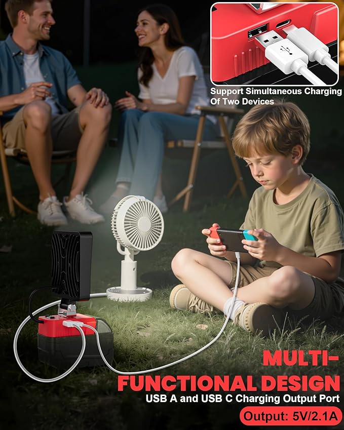 LIVOWALNY 2PCS 30W Cordless LED Work Light Compatible with Milwaukee 18V Battery, 3000LM Portable Flashlight with USB & Type-C Output Port, Flood Light Low Voltage Protection, Battery Not Included