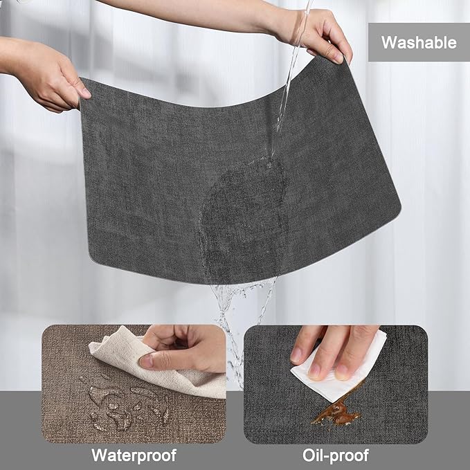 Myir JUN Placemats Dual Sided, Faux Leather Place Mats Set of 4 Indoor Placemat for Dining Table Outdoor Place Mat Square Non-Slip Washable Table Mats (Gray Brown, Set of 4)