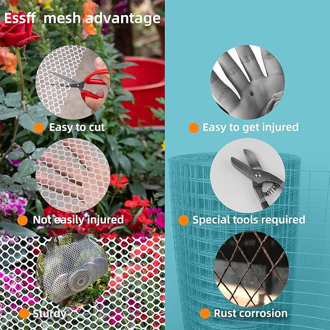 Pet & Garden Safeguard - 15.7IN x 16.4FT Roll - Green Plastic Netting, Multi-Use Decorative Fencing for Poultry, Dogs, Rabbits,Chicken and Snake Barrier