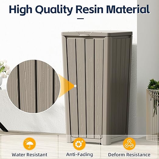23 Gallon Outdoor Trash Can Waterproof Resin Garbage Can with Lid Outside Trash Bin for Porch Backyard, Deck, Patio, Kitchen Trash Can