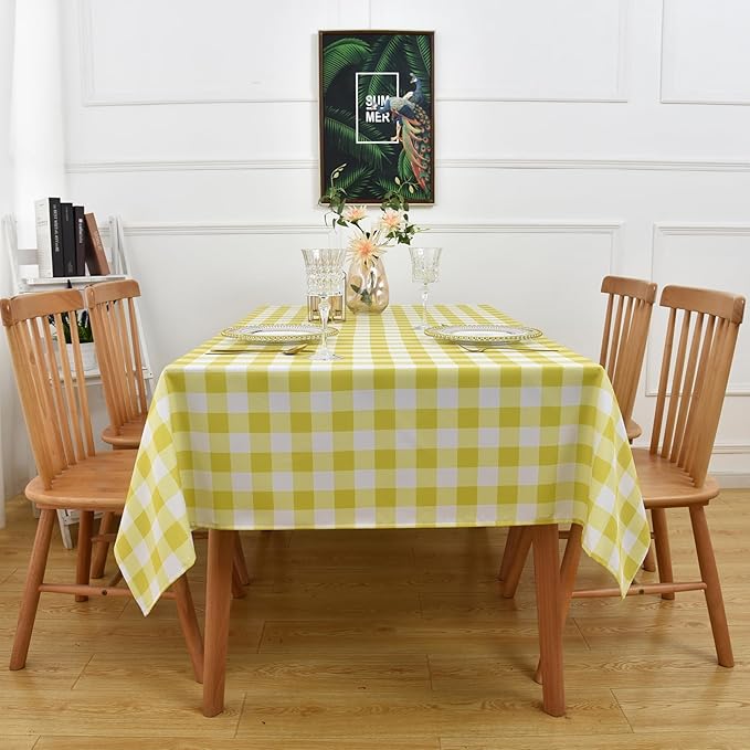Classic Gingham Buffalo Tablecloth Fabric - Oblong 58x144 Inch Water Proof Checkered Table Cloth for Indoor Outdoor - Table Cover for Birthday, Picnics, BBQs, and Parties