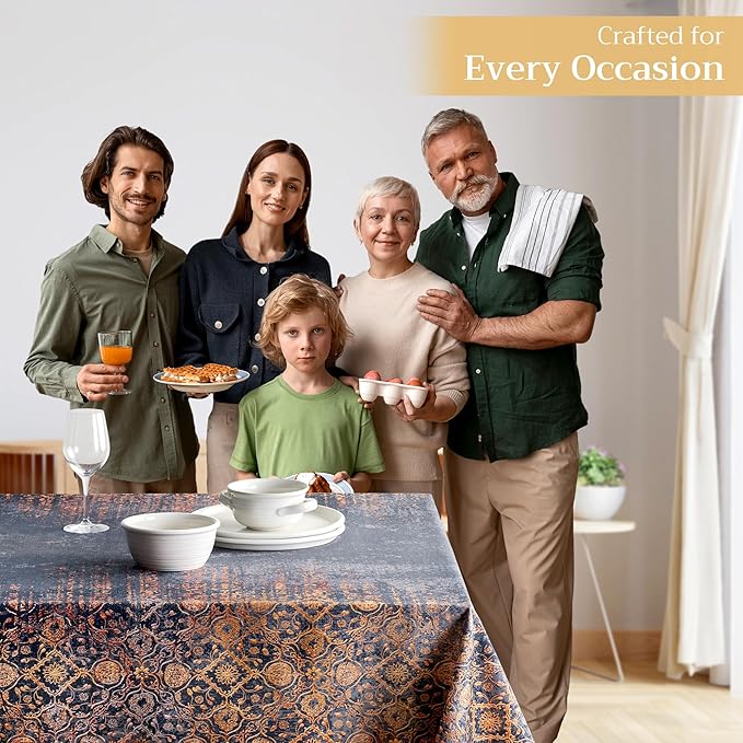 Maison d' Hermine Table Cloth Rectangle Table 100% Cotton 70 x 90 Inches Fall Tablecloth Reusable Everyday Use for Thanksgiving Christmas Decorations Dining Farmhouse Party (Imperfection)