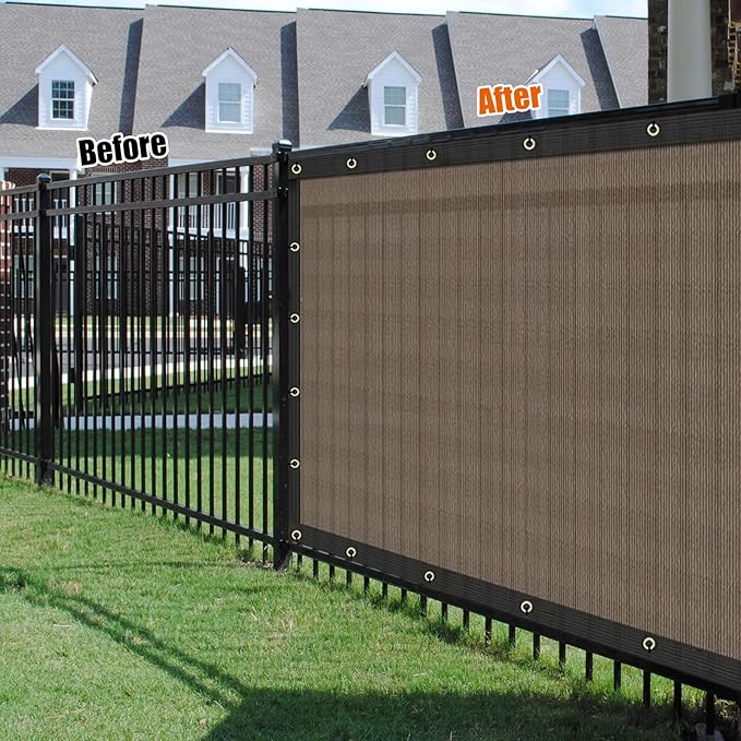 AYOHA 4' x 145' Privacy Fence Screen Fabric Mesh Shade Net Cover, Heavy Duty 160 GSM Privacy Barrier for Chain Link Fence, 90% Privacy Blockage, Excellent Airflow, Cable Zip Ties Included, Brown