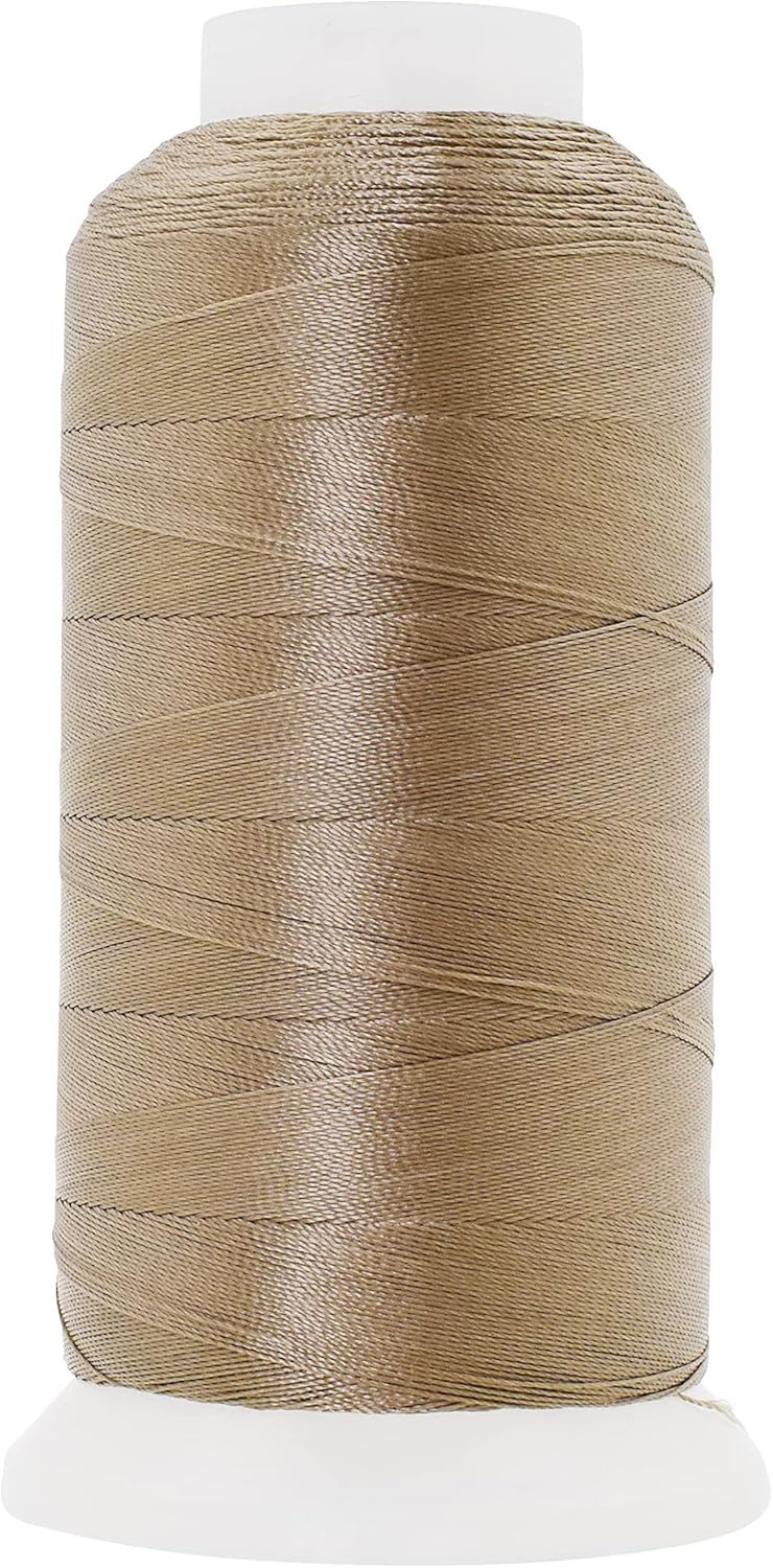 Mandala Crafts Khaki Heavy Duty Thread -1500 Yds Tex 70 Thread for Sewing Drapery Jeans Leather Hair - Bonded Polyester Thread Outdoor Marine Upholstery Threads