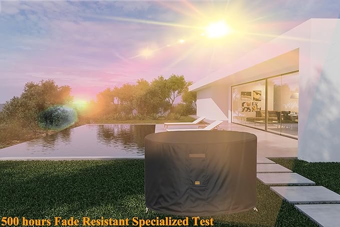 Fire Pit Cover 600D Heavy Duty Waterproof Fabric With PVC Coating Round 22" Dia x 16" H Black Fits 18-20 inch Fire Pit Table Fade Resistant Outdoor Firepit Cover