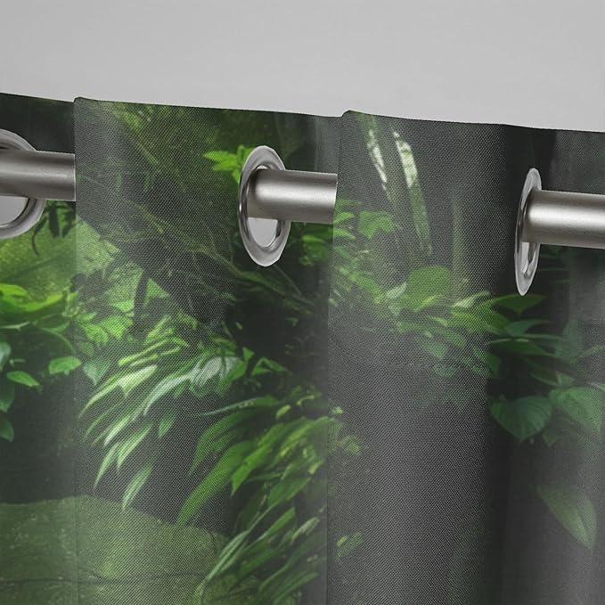Nature Theme Outdoor Curtains for Patio Waterproof,Forest Pattern,Weatherproof Outside Curtain for Cabana, Porch, Pergola and Gazebo,Set of 2 Panels,W42 x L84,Green
