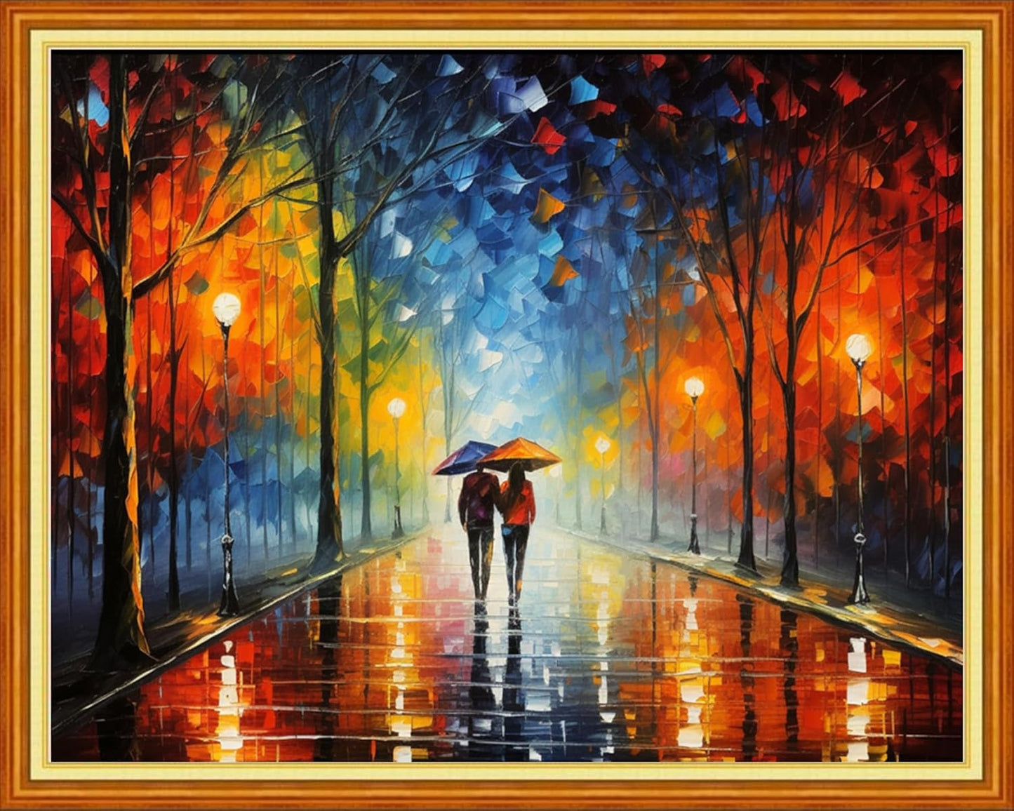 Stamped Cross Stitch Kits - Beach Night Landscape Counted Cross Stitch Kits for Beginners Adults Needlepoint Cross-Stitch Patterns-Couple Stroll 16x20 inchs