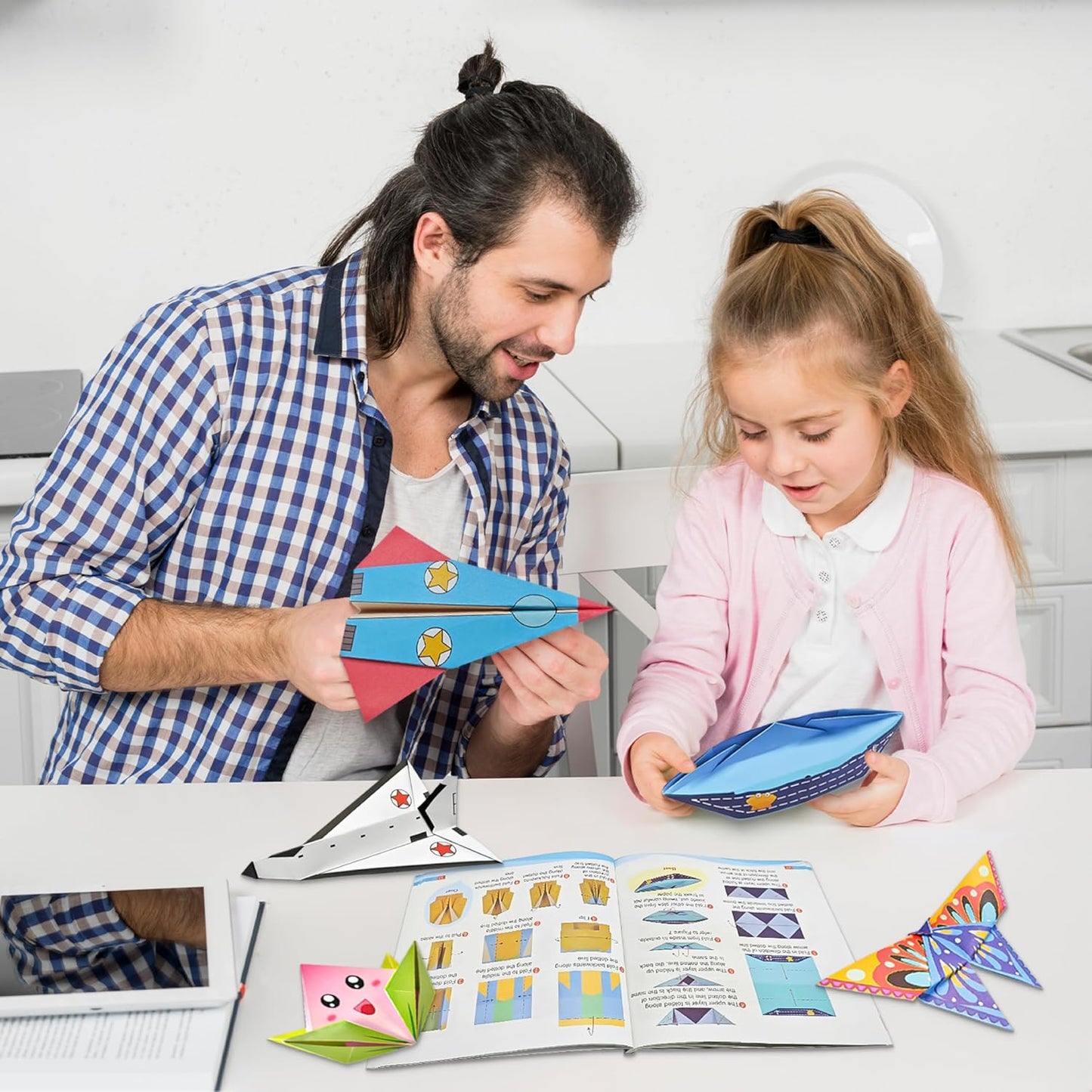 MOBYKE 238 Sheets Origami Paper, Oragami kit for Kids ages with 54 Patterns Projects, Double Sided Colored Blank Orgami Bulk Folding Book, Square Craft Patterned Papers Gift Set for Beginners Boy Girl