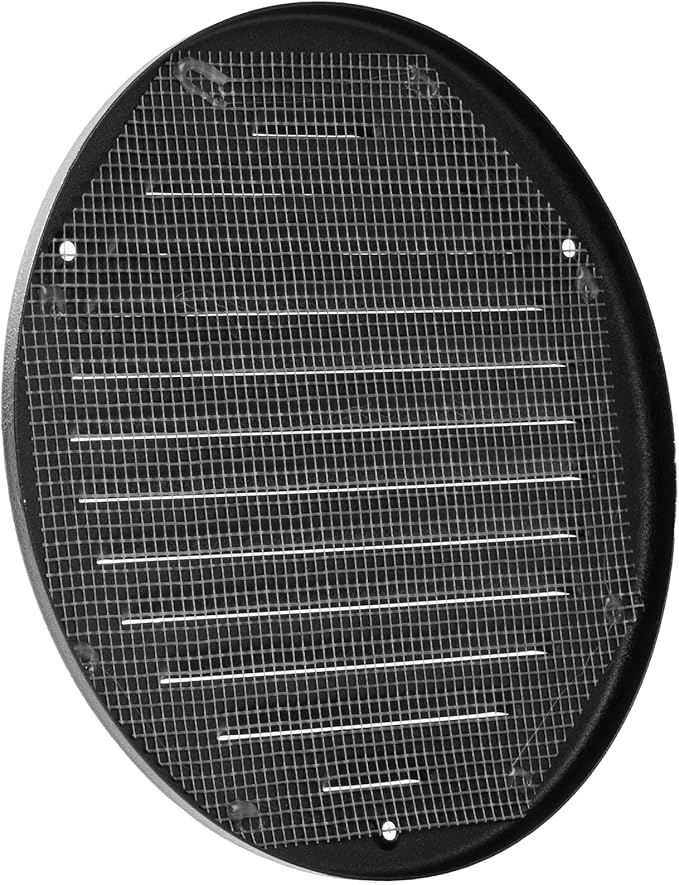 Vent Systems 6 Inch (Inner) - Pack of 5 - Black Metal Soffit Vent Cover - Durable Round Air Vent Grille with Mesh Screen - Weather Resistant Ventilation Grill - Wall & Ceiling, Indoor & Outdoor