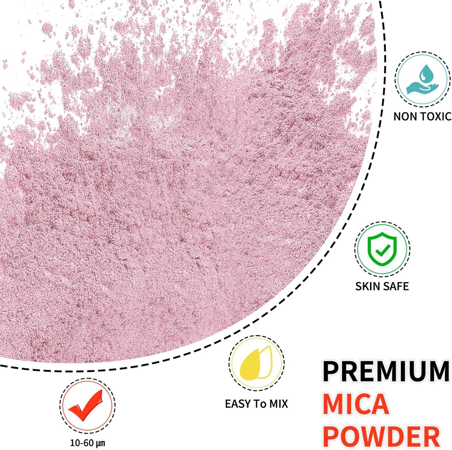 Mica Powder - 100g Mica Powder for Epoxy Resin - Metallic Color Pigment for Resin, Soap, Bath Bombs, Eye Shadow, Nails, DIY Crafting Projects etc. (Light Pink)
