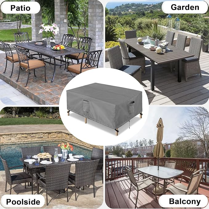 OutdoorLines Outdoor Waterproof Patio Table Furniture Set Covers - Rectangle Couch Sectional Cover Outside Weatherproof Patio Furniture Covering for Deck, Lawn and Backyard 74"L x 47"W x 28"H, Grey