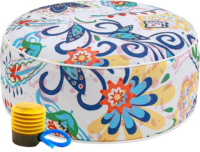 UPWELL Waterproof Inflatable Outdoor Ottoman Pouf,Portable Patio Footrest, Durable & Stylish, Perfect for Garden, Pool, Camping & Home Use - D20 xH9（ZenBase）