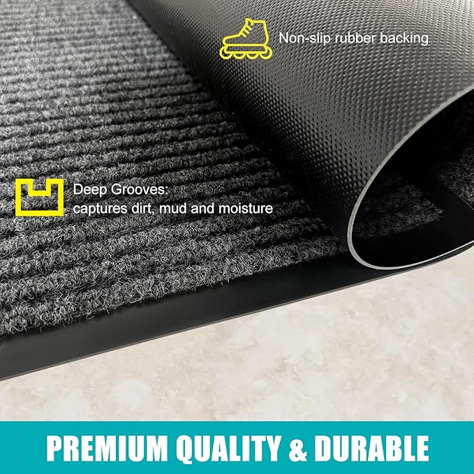 Azadx 3'x6' Front Door Mat Heavy Duty Indoor Outdoor Door Mat Non-Slip Backing Doormat for Entryway Stain and Fade Resistant Commercial Floor Mats Entry Mat Low Profile Welcome Door Mats