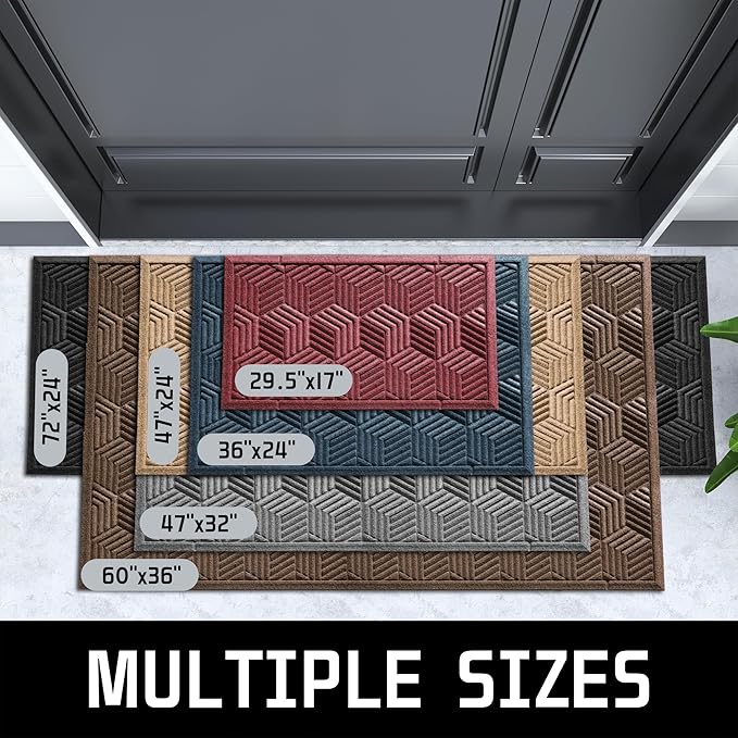 Yimobra Door Mats Outdoor 29.5x17, All-Season Waterproof Outdoor Mats for Front Door Entrance with Drainage Holes, Heavy Duty Non-Slip Doormat for Garage Patio Entryway Indoor, Brown