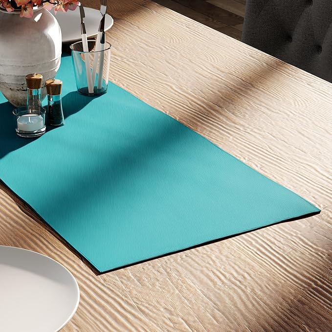 Encasa XO Table Runner 13"x36" Long | Cotton Canvas Fabric | Azul Blue Solid Color | Machine Washable & Durable