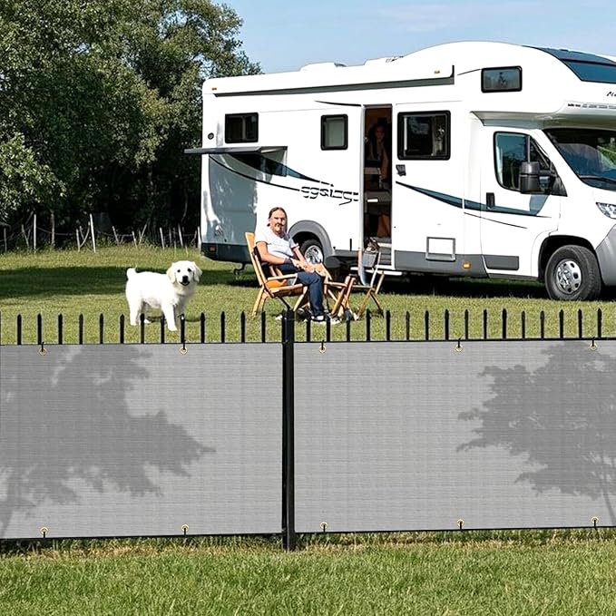 2.5' x 28' Balcony Privacy Screen Fence Cover with Zip Ties Grommets for Apartment Patio Porch Deck Backyard Outdoor (Gray)