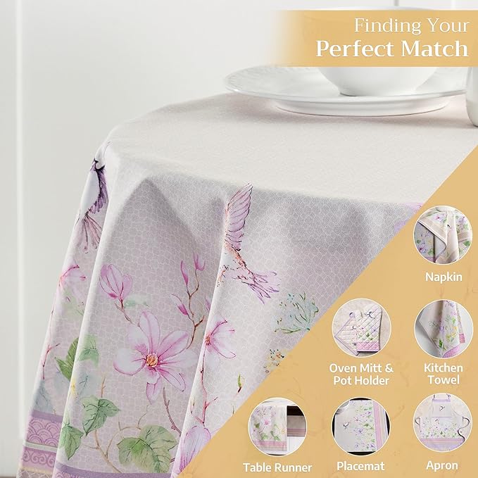 Maison d' Hermine Table Cloth Round Table 100% Cotton 69 Inches Tablecloth Reusable Decorative Everyday Use for Dining Room, Farmhouse, Home, Party, Festive & Wedding Spring Summer - Magnolia Mornings