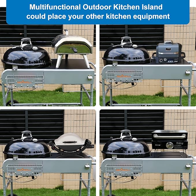 Grill Table for Weber 22" &18" Original Kettle, for Weber Grill Table, Stand Cart for JumboJoe Master-Touch Charcoal Outdoor Prep Performer Charcoal Accessories for Outside