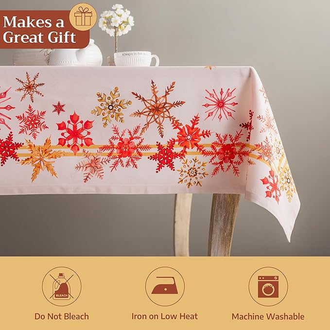 Maison d' Hermine Table Cloth Rectangle Table 100% Cotton 60 x 120 Inches Fall Tablecloth Reusable Everyday Use for Thanksgiving Christmas Decorations Dining Farmhouse Party (Crystal Star)