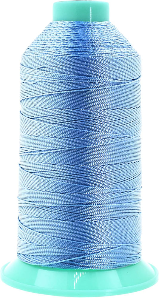 Mandala Crafts Bonded Nylon Thread Light Blue Heavy Duty Sewing Threads - 800 YDs Size 207 630D T210 Tex 210 Thread for Leather Jeans Weaving Outdoor Marine Upholstery Threads
