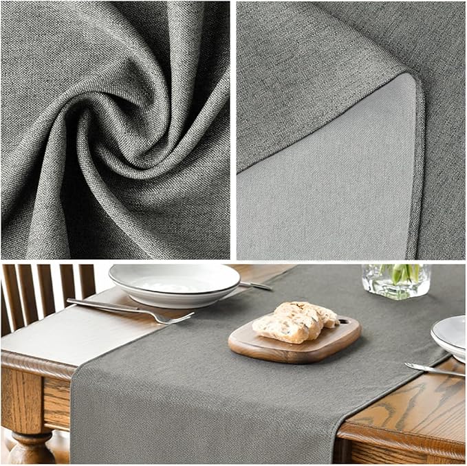 Artoid Mode Light Grey Table Runner, Seasonal Washable Kitchen Dining Table Decoration for Home Party Decor 13x108 Inch