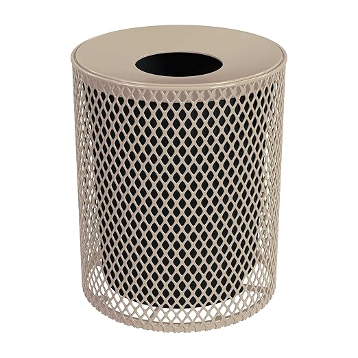 Leisure Craft Heavy-Duty 32 Gallon Receptacle, Portable, Liner Included, Made with Heavy-Gauge Metal and a Durable Thermoplastic Coating, Commercial Outdoor Park Receptacle, Made in The USA
