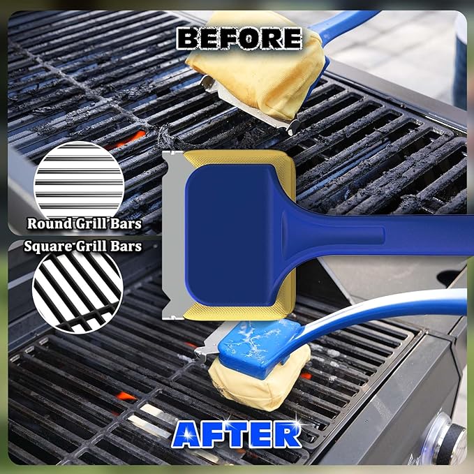 Grill Brush, Bristle Free Grill Cleaning Brush with Scraper, BBQ Grill Cleaner for Weber Grill, Grilling Gifts for Men/Dad/Husband