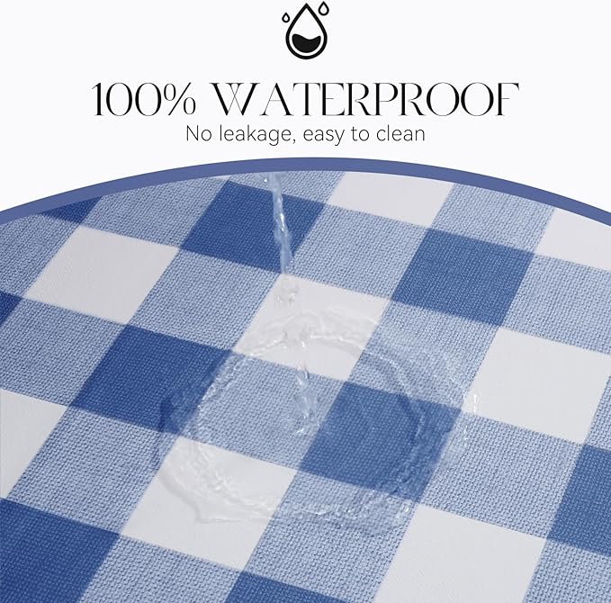 MOSAYT Rectangle Vinyl Tablecloth, 100% Waterproof Buffalo Gingham Plastic Table Cloth, Heavy Duty Wipeable Table Covers for Picnic, Outdoor, Camping - 54 x 108, Blue