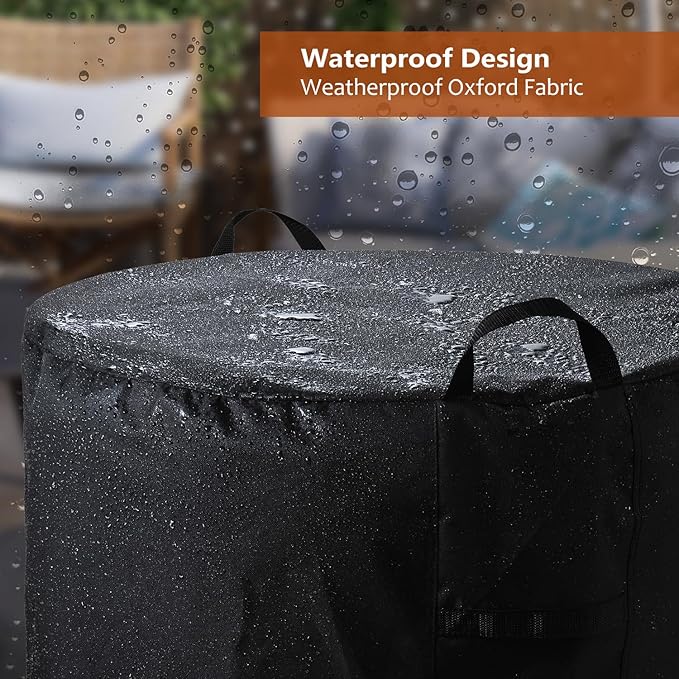 SheeChung Fire Pit Cover for Solo Stove Yukon 27",Outdoor Smokeless Round Firepit Covers,Waterproof 600D Tear Resistant,Air Vents,Weather Resistant-Fit for 24"-28" Gas/Table /Bowl Fire Pits,28"Dx18"H