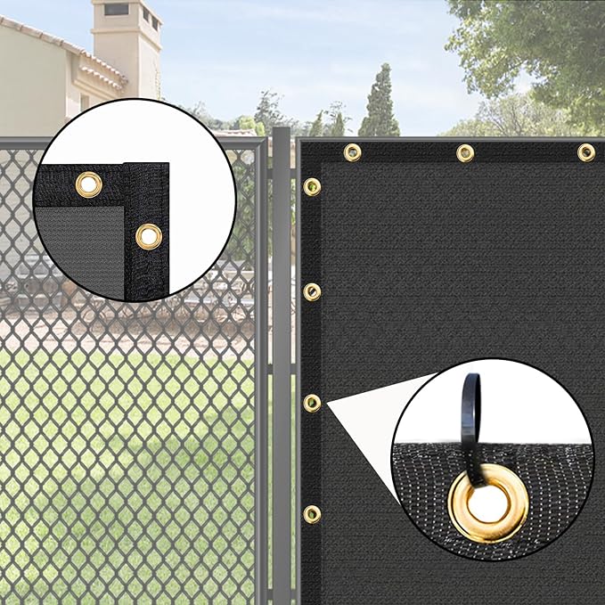UPGRADE Privacy Screen 3' x 16' Fence Commercial Shade Cover with Brass Grommets Heavy Duty Perfect for Outdoor Back Yard, Grey, Customizable