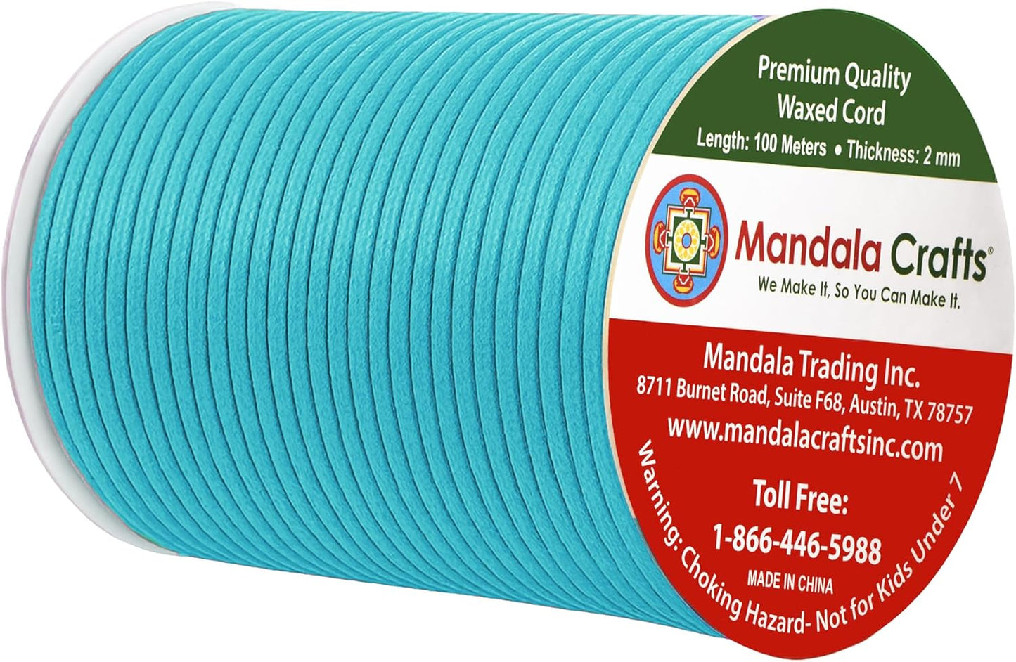 Mandala Crafts 2mm 109 Yards Turquoise Cotton Waxed Cord for Jewelry Making Bracelet Cord Waxed String - Beading String Thread Jewelry Cords for Necklaces String