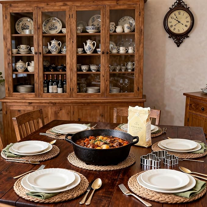 Round Woven Placemats 12 inch Set of 10 - Boho Farmhouse Natural Rattan Table Mats for Dining, Circular Place Mats for Kitchen Table Decor, Farmhouse Weave Placematsfor Dining Table Decor