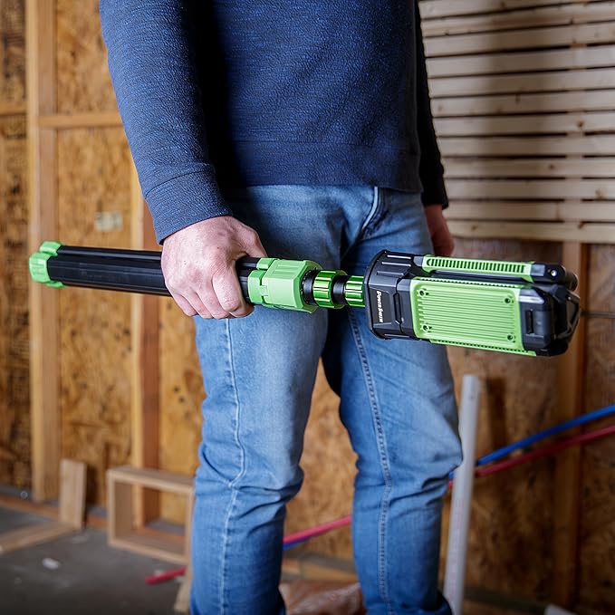 PowerSmith 4500 Lumen Rechargeable Cordless Work Light with Stand, LED Camping Light 72" Tall (PWLR045T)