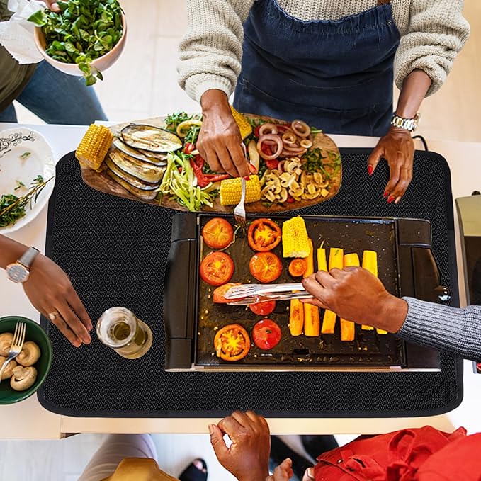 Apipi 24 x 31in Fireproof Grill Mat for Outdoor Grill - 2mm Thickened Heat Resistant Mat for Countertop, Easy to Clean & Waterproof & Oil Proof for Protecting Prep BBQ Table