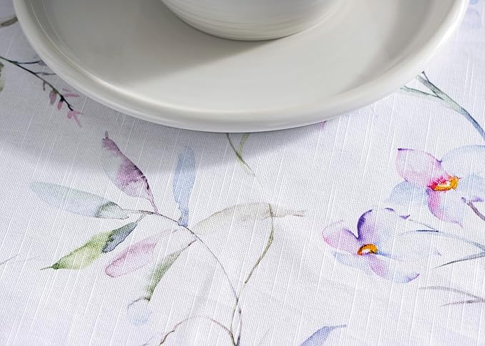 Maison d' Hermine Table Cloth Round Table 100% Cotton 63 Inches Tablecloth Reusable Decorative Everyday Use for Dining Room, Farmhouse, Home, Party, Festive & Wedding Spring Summer - Summer Floral