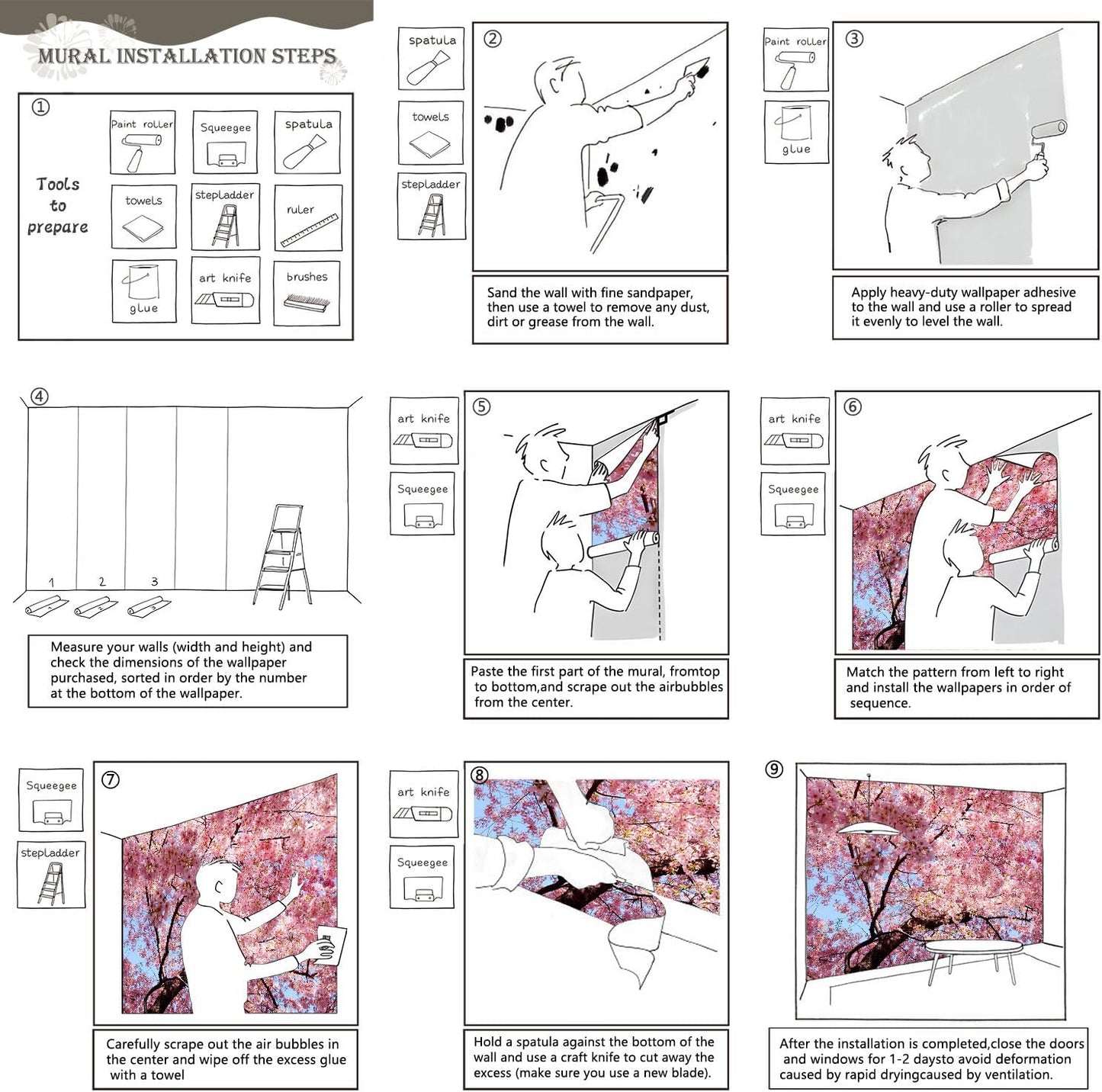 AFZEVEB-Pink Flower Wallpaper Natural Landscape Floral Wall Mural for Bedroom 159"x107"(Not Peel and Stick)