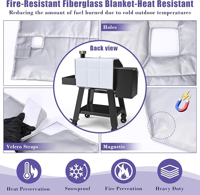 Grill Thermal Insulated Blanket for Pit Boss Platinum Laredo 1000 PB1000PL Pellet Grill fits Pit Boss Laredo 1000 Grill Wood Pellet Grill Smoker Insulation Blanket for Winter Cooking