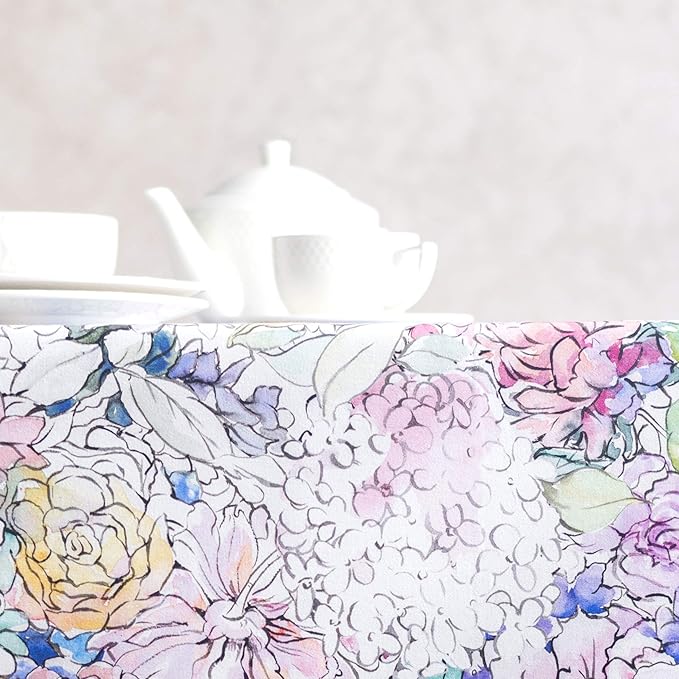 Maison d' Hermine Table Cloth Rectangle Table 100% Cotton 70 x 120 Inches Tablecloth Reusable Decorative for Dining Room, Farmhouse, Home, Party, Festive & Wedding Spring Summer - Floral Love