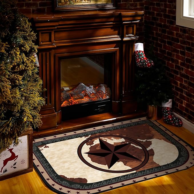 Demissle Cabin Fireplace Hearth Rug Fireplace Mats Cabin Southwestern Fireproof Rug Fire Resistant Mat for Wood Stove Floor for Kitchen Indoor Outdoor(24 x 36 Inch,Classic)