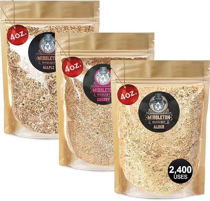 SmokeTop 4oz Bulk Bag Bundle - 3 x 4oz Bags of Cocktail Smoker Chips - Cherry, Maple, Alder - for Old Fashioned Cocktails, Whiskey, & Bourbon - Made in The USA - by Middleton Mixology