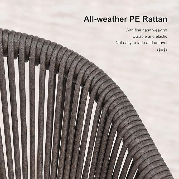 PURPLE LEAF 7 Pieces Round Outdoor Dining Set Outdoor Dining Table and Chairs Aluminum Wicker Rattan Patio Furniture Set for Lawn Garden Backyard Brown