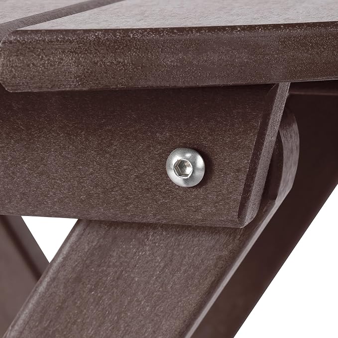 Costaelm Paradise HDPE Outdoor 24.5 Inch Round Portable Folding Patio Dining Table, Dark Brown