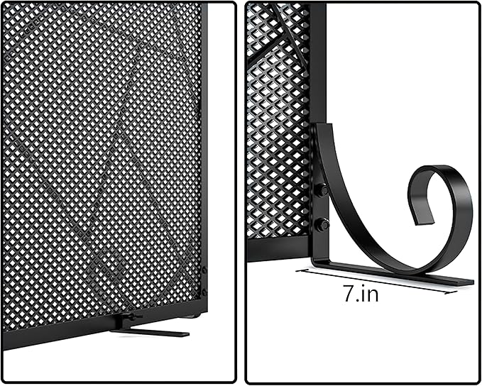 Fire Beauty Fireplace Screen Decorative Mesh Geometric Fire Spark Guard Gate Cover for Home