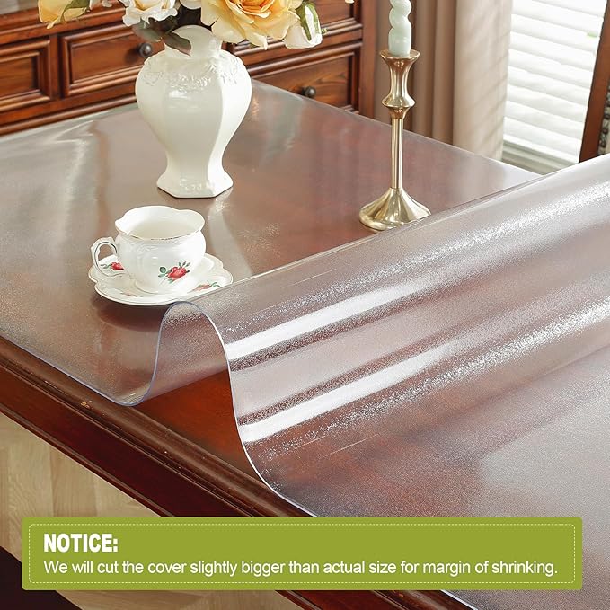 Frosted Clear Table Protector 20 x 60 Inch, 2mm Thick Plastic Table Cover, Waterproof PVC Clear Table Cover Protector, Desk Protector Mat, Writing Desk Pad for Desktop, Coffee & Dining Room Table