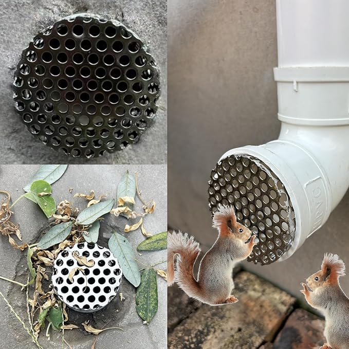 PVC Termination Mesh Vent Cover, Furnace&Roof Vent Cap, OD 2.4in to 2.98in Multihole Vent Mesh for 2.5in to 2.98in ID Pipe, Stainless Steel Conical Vent Mesh, Used for Keep Birds and Leaves Debris Out