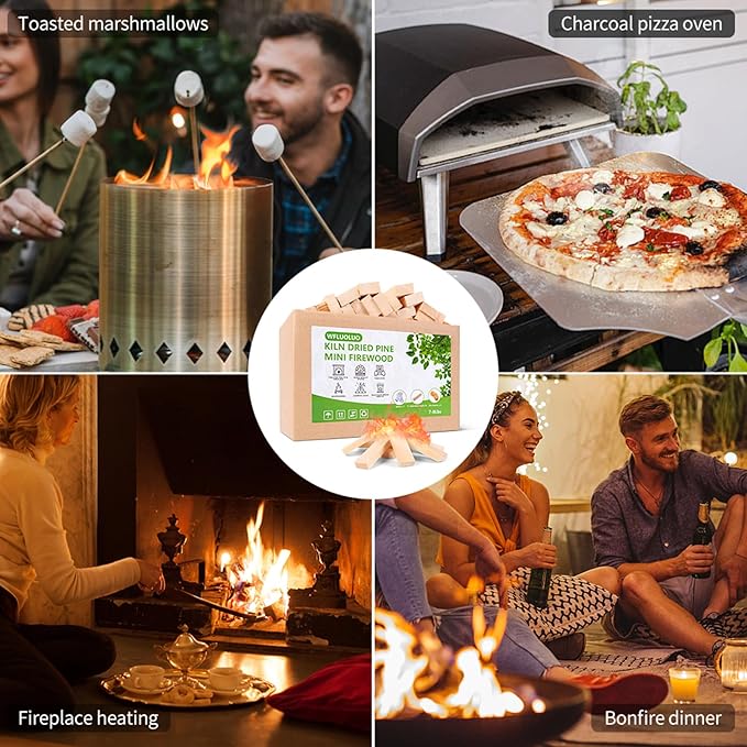 Pre-Cut 5'' Lengths Mini Firewood,Pine Kiln Dried Firewood,Small Barkless Kindling Logs,Fire Pit Accessories Prefect for Solo Stove Mesa XL, Tabletop Firepit,Mesa Fire Sticks Wood,4Lbs