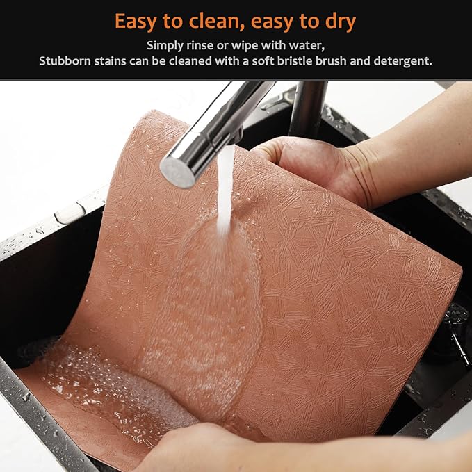 Vinyl Placemats Set of 4 Faux Leather 100% Waterproof Wipeable Washable Place Mats Heat Resistant Easy Clean Non-Slip Table Mats for Indoor Outdoor. (4, Coral)