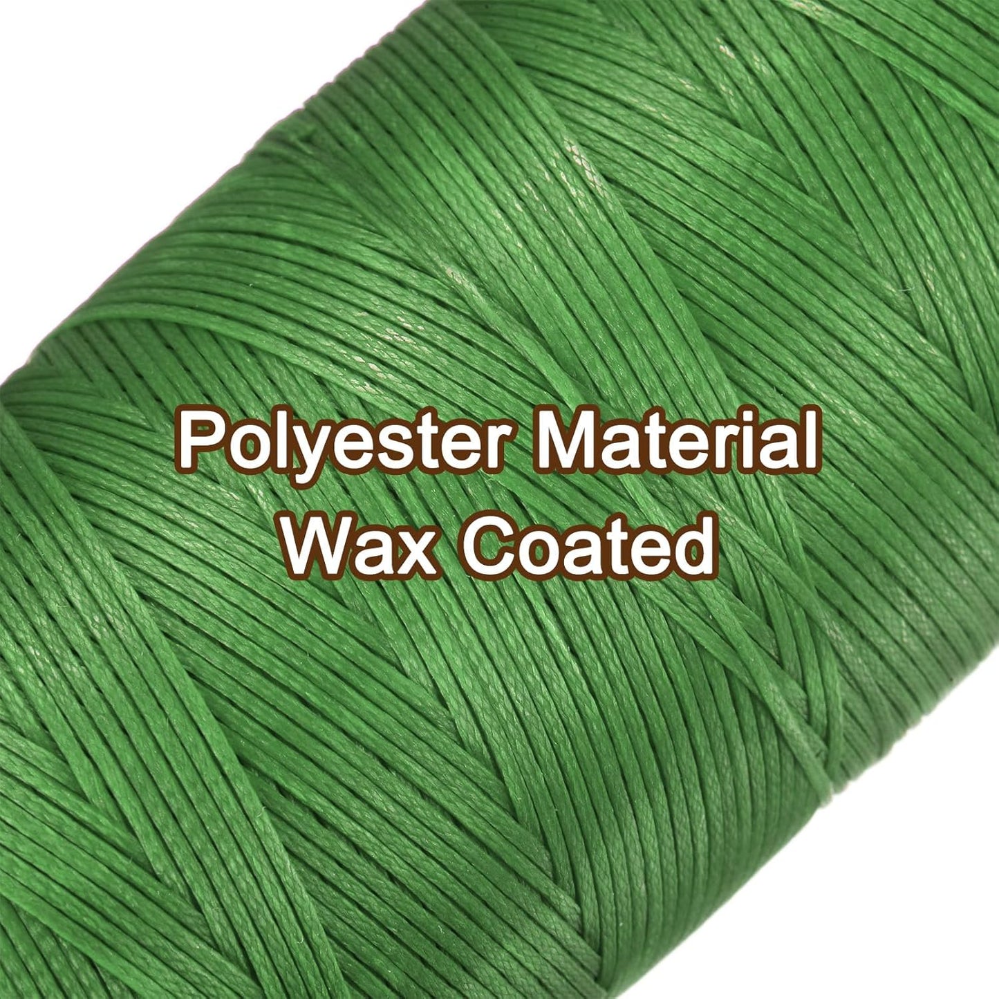 uxcell 150D 0.8mm Flat Waxed Thread 284 Yards Polyester Leather Sewing Waxed String Hand Stitching Waxed Cord for Leather Stitching Sewing Bookbinding DIY Craft Green